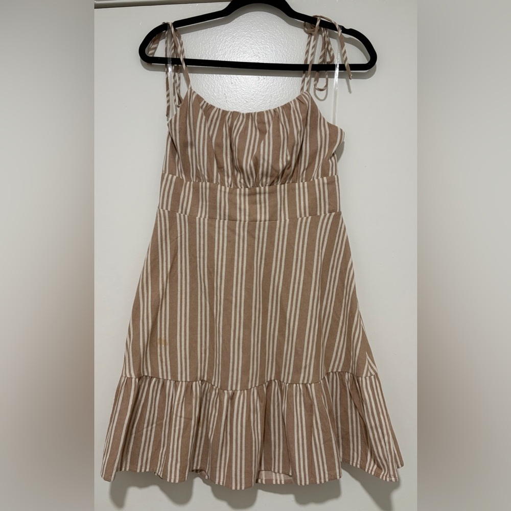 Striped Brown and White Dress